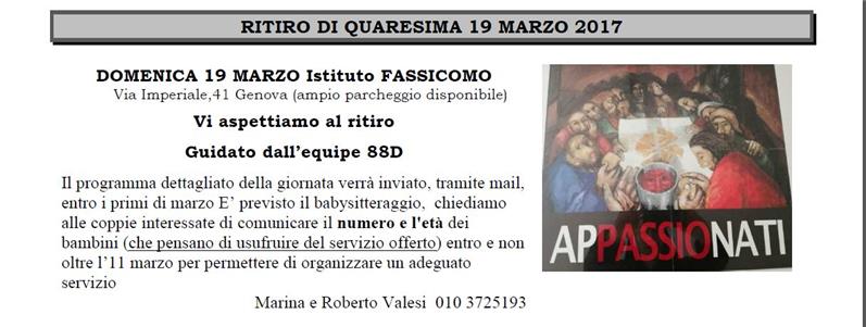 INTERSETTORE GENOVA - Ritiro di Quaresima 2017