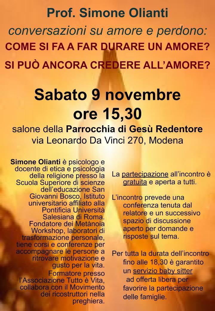 Incontro del 09/11/2019 con Prof. Simone Olianti "Amore e perdono"