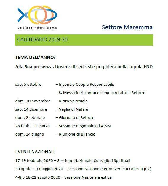 Maremma - Calendario 2019-2020