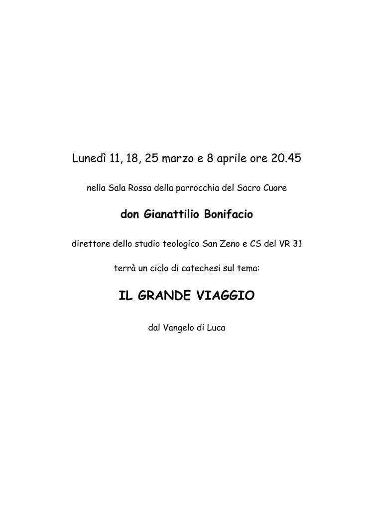 Incontri di catechesi don G. BONIFACIO Marzo-Aprile 2019