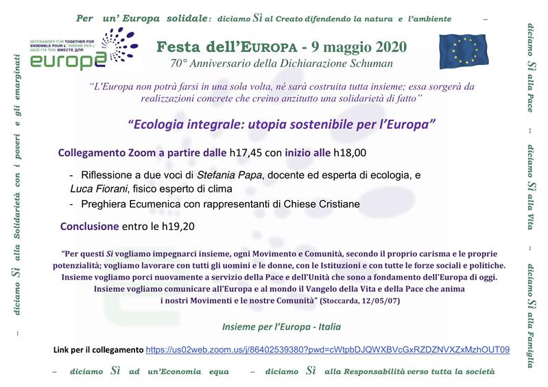 Ecologia integrale: utopia sostenibile per l’Europa (9 maggio 2020)