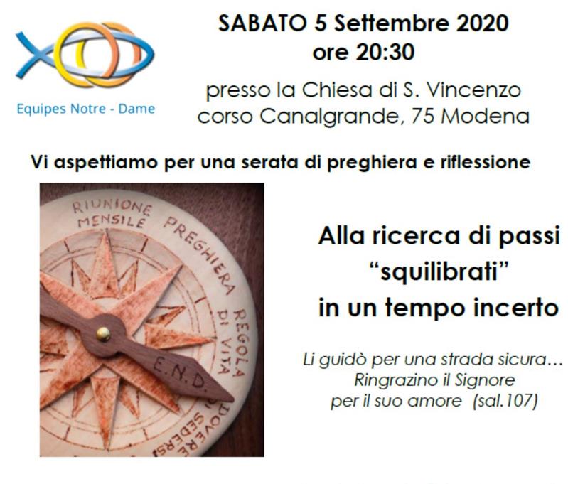 SABATO 05/09/2020 INCONTRO A MODENA ORE 20:30