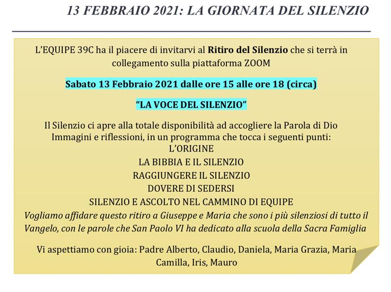 INTERSETTORE GENOVA - Ritiro del silenzio 2021