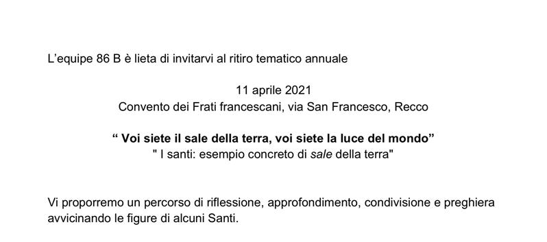 INTERSETTORE GENOVA - Ritiro Spirituale 2021