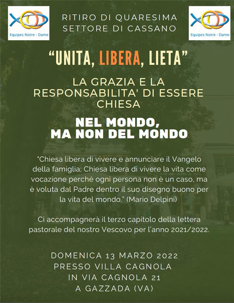 Ritiro di Quaresima 2022 - Settore Cassano Magnago