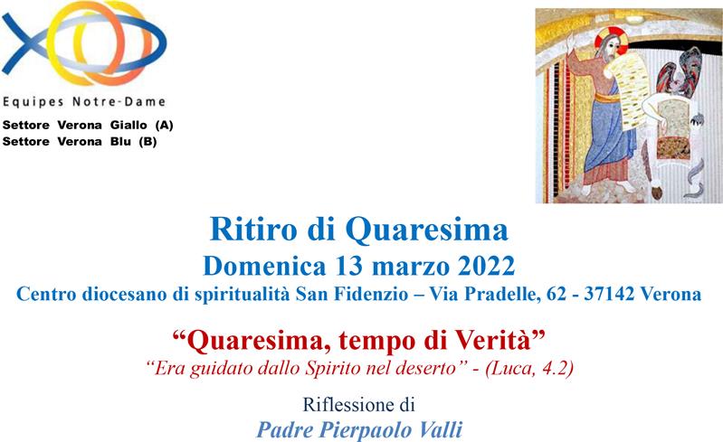 Ritiro di Quaresima 2022 - Settori di Verona (VRA e VRB) 
