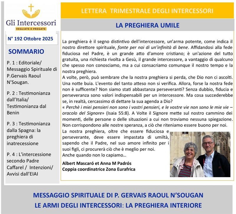 Lettera 192 2025 La preghiera umile