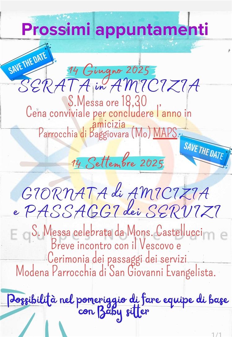 INCONTRI DI AMICIZIA - SETTORE EMILIA